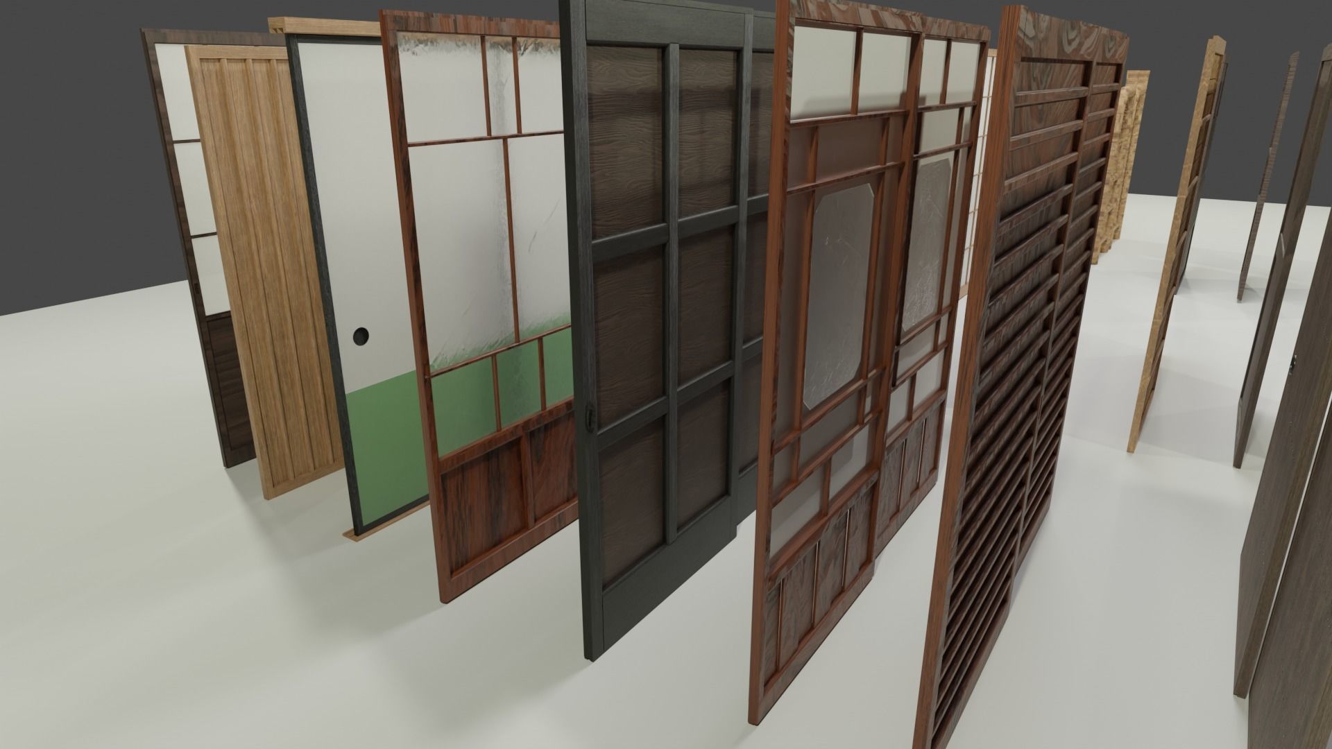 35 sets of Japanese traditional sliding doors and extras 3D model_1
