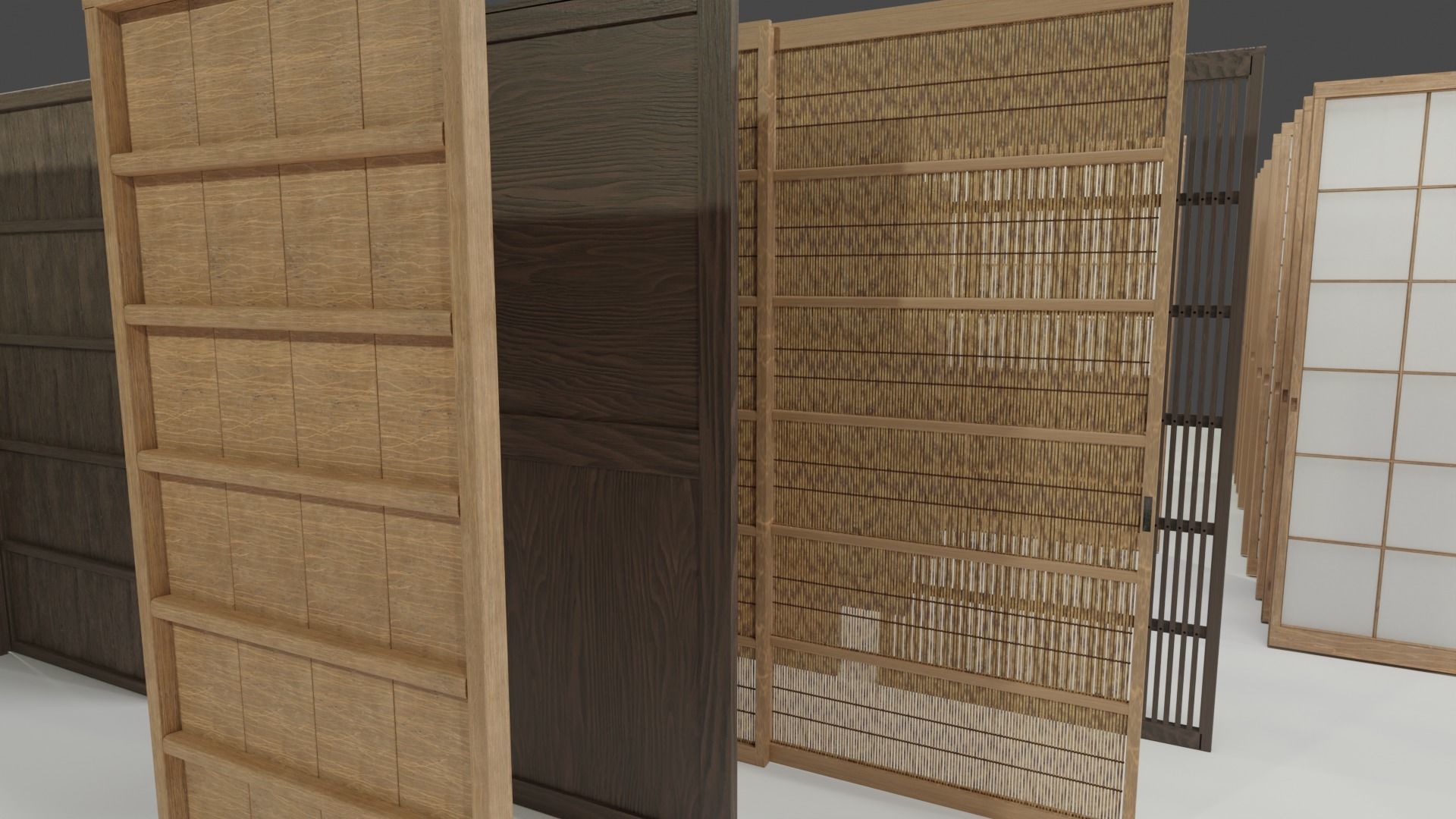 35 sets of Japanese traditional sliding doors and extras 3D model_4