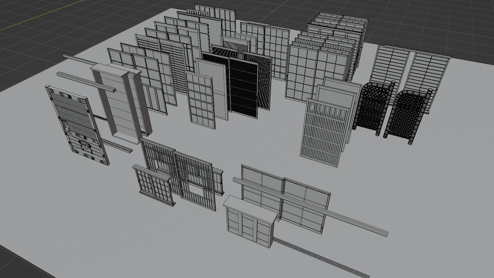 35 sets of Japanese traditional sliding doors and extras 3D model_7
