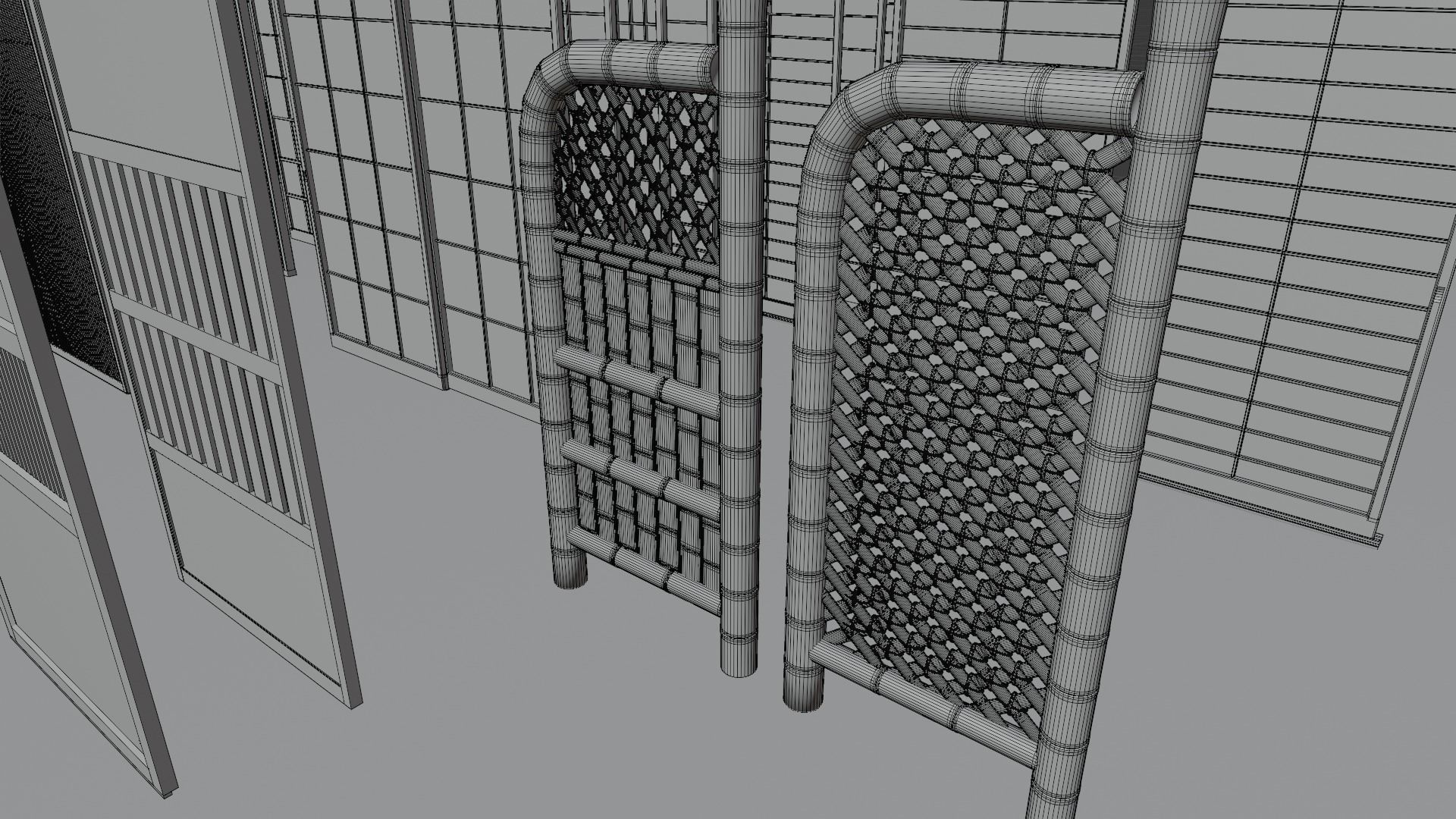 35 sets of Japanese traditional sliding doors and extras 3D model_10