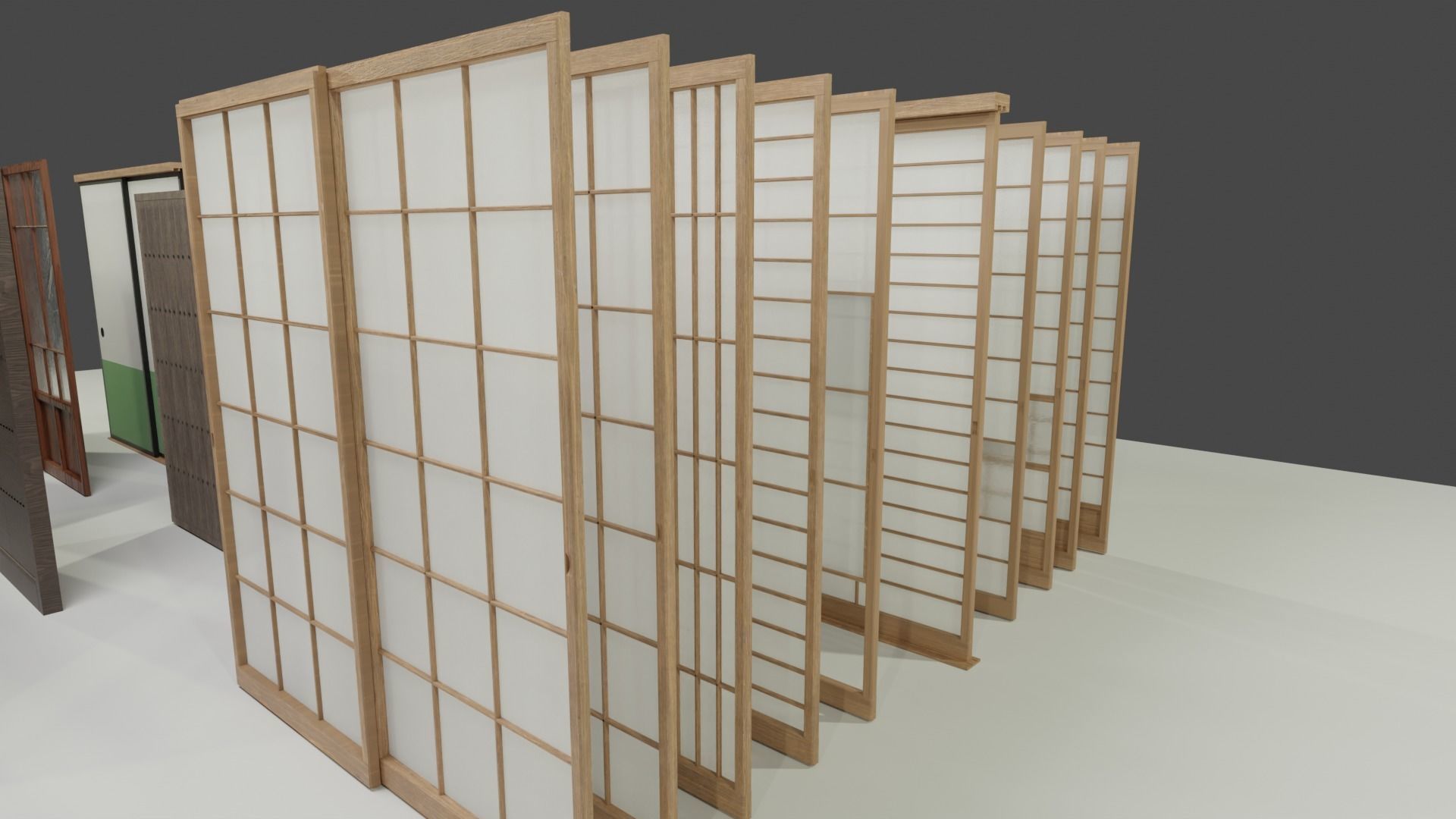 35 sets of Japanese traditional sliding doors and extras 3D model_2