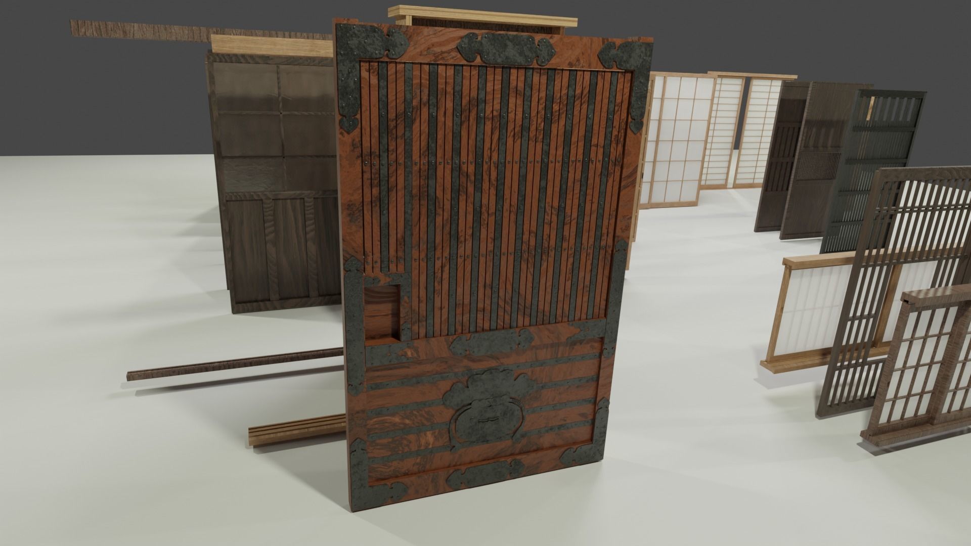 35 sets of Japanese traditional sliding doors and extras 3D model_3