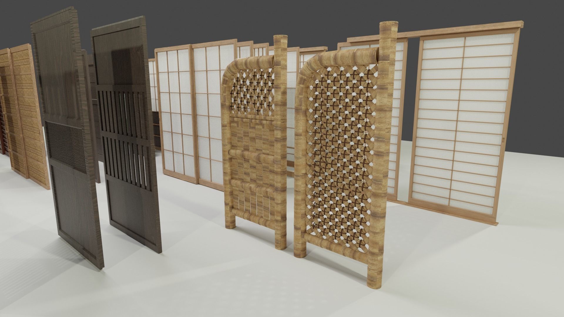 35 sets of Japanese traditional sliding doors and extras 3D model_6