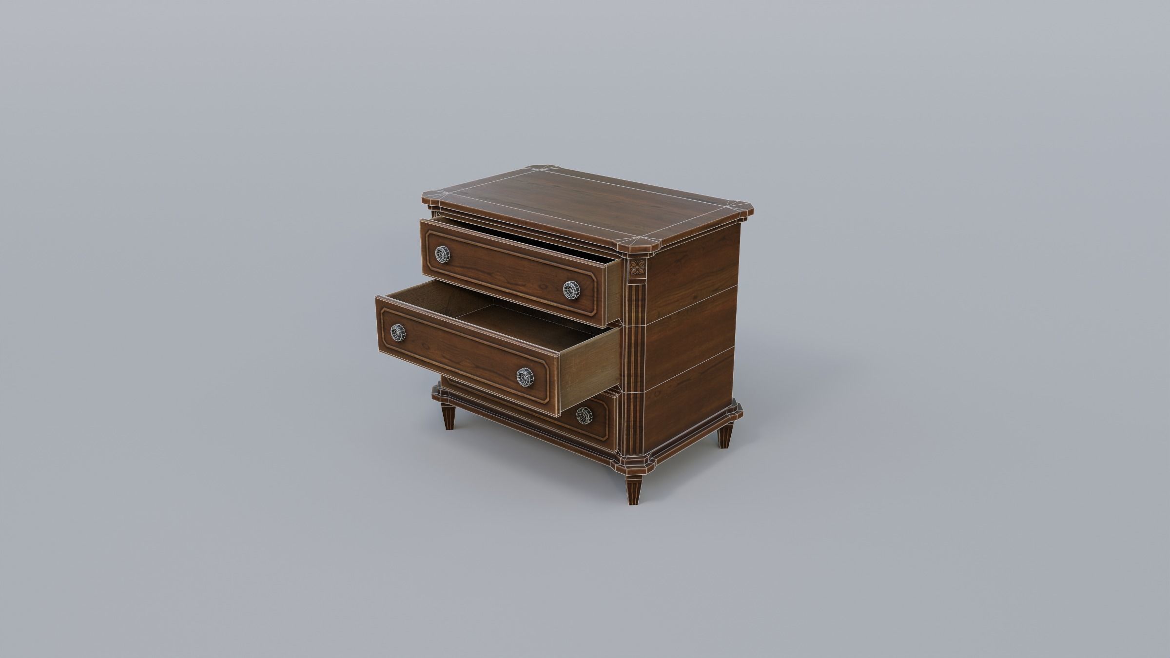 Cabinet chest of drawers Low-poly 3D model_9