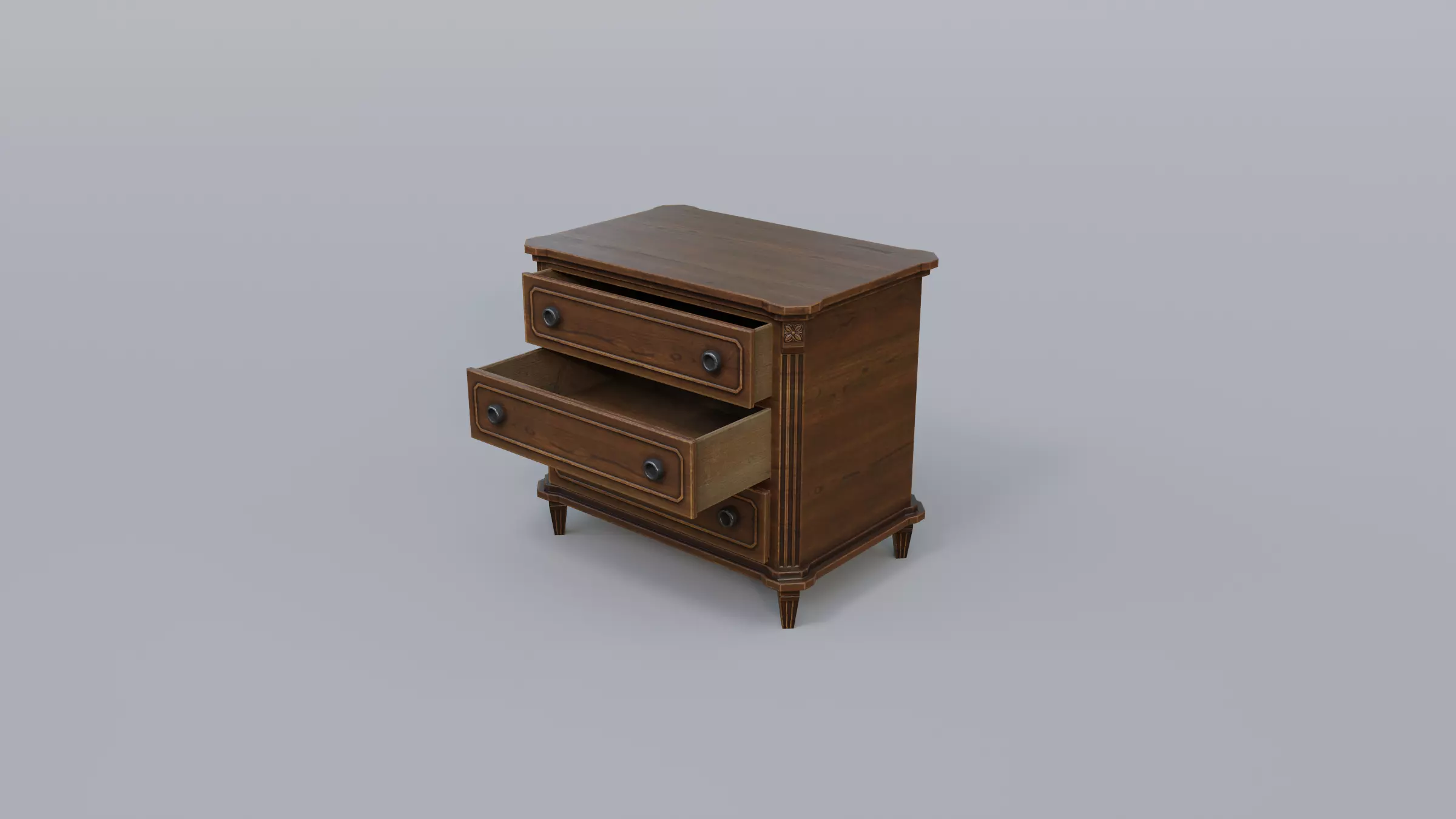 Cabinet chest of drawers Low-poly 3D model_0