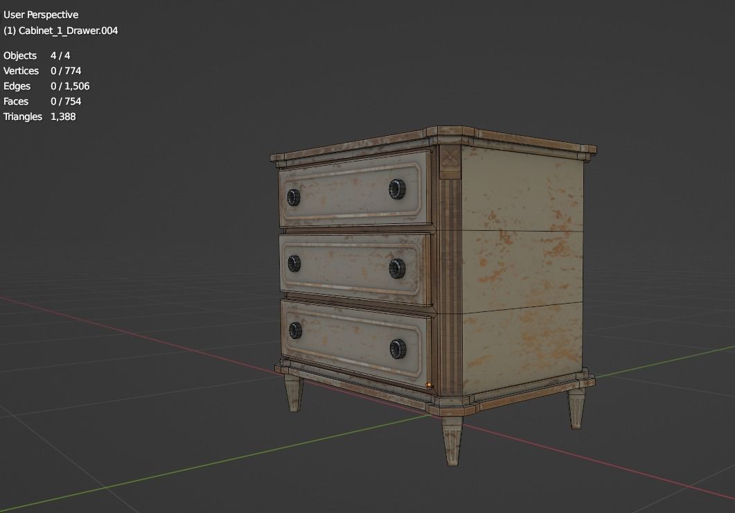 Cabinet chest of drawers Low-poly 3D model_3