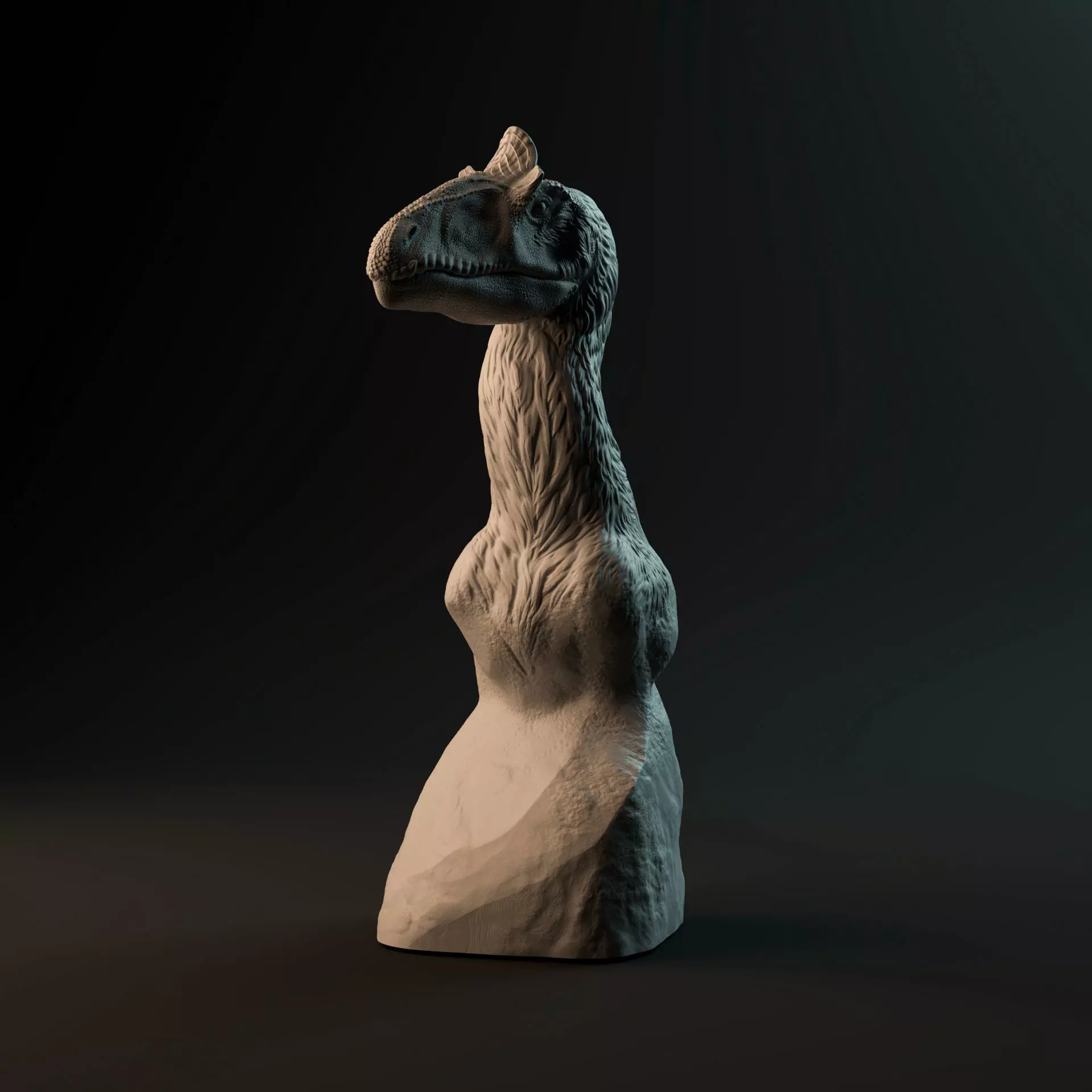 Cryolophosaurus bust - pre-supported dinosaur head 3D print model_0