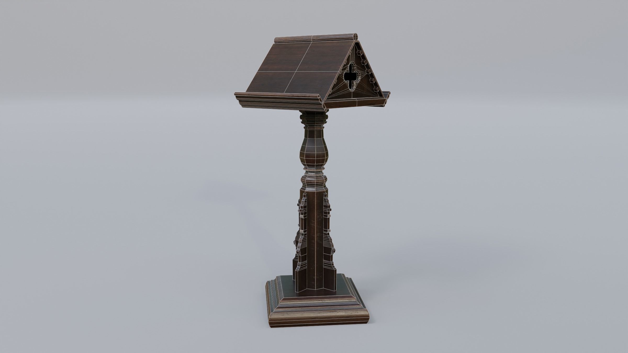 Bookstand wooden book stand Low-poly 3D model_2