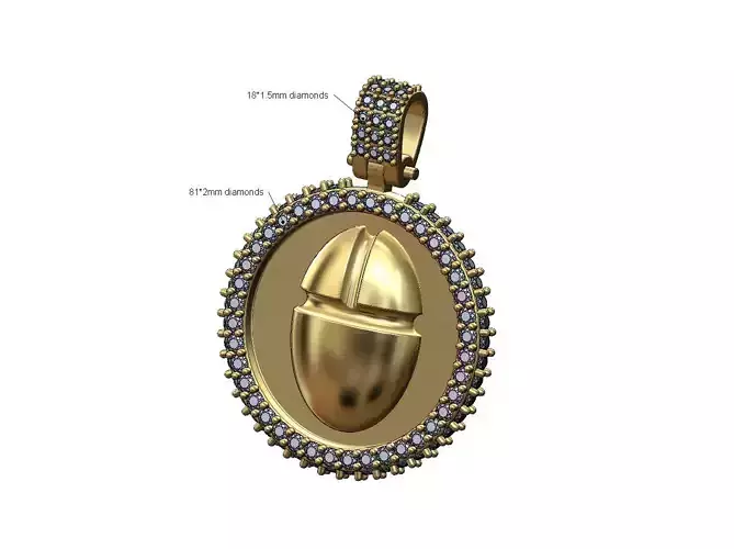 Iced scarab diamond pendant with bail