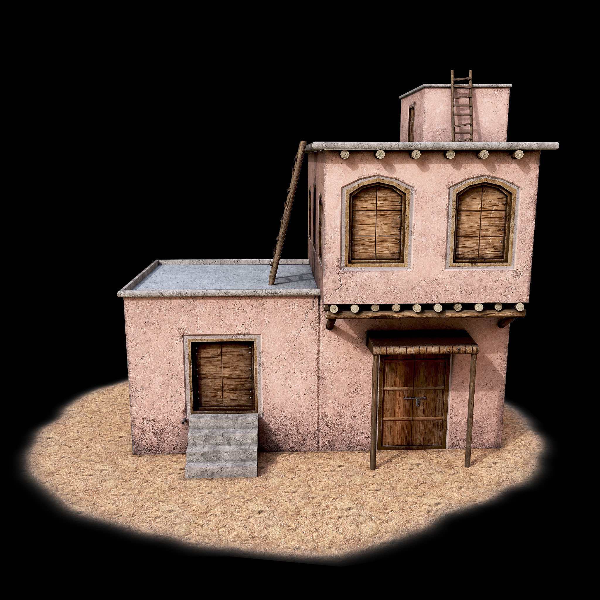 House Game Ready 2 desert Low-poly 3D model_2