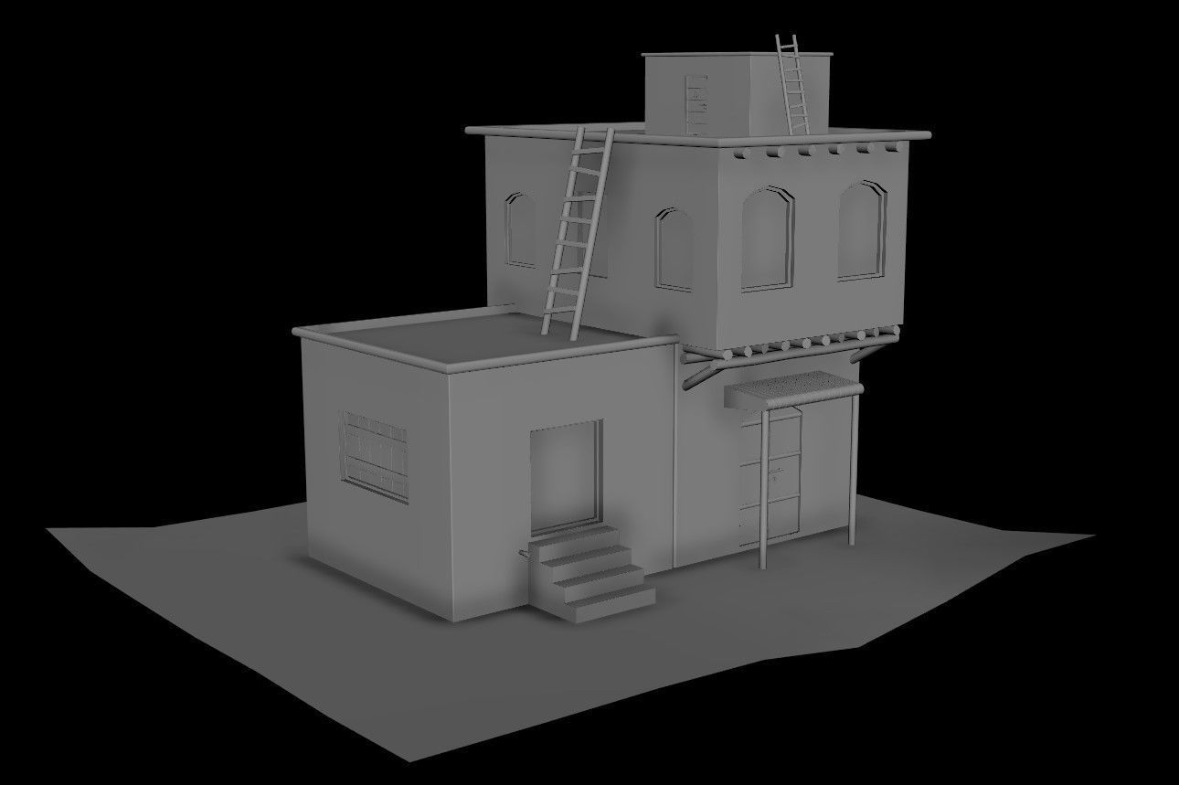 House Game Ready 2 desert Low-poly 3D model_7