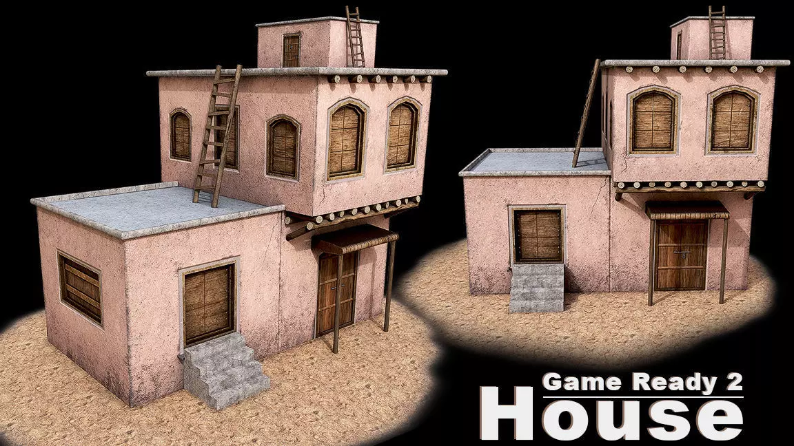 House Game Ready 2 desert Low-poly 3D model_0