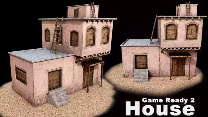 House Game Ready 2 desert Low-poly 3D model