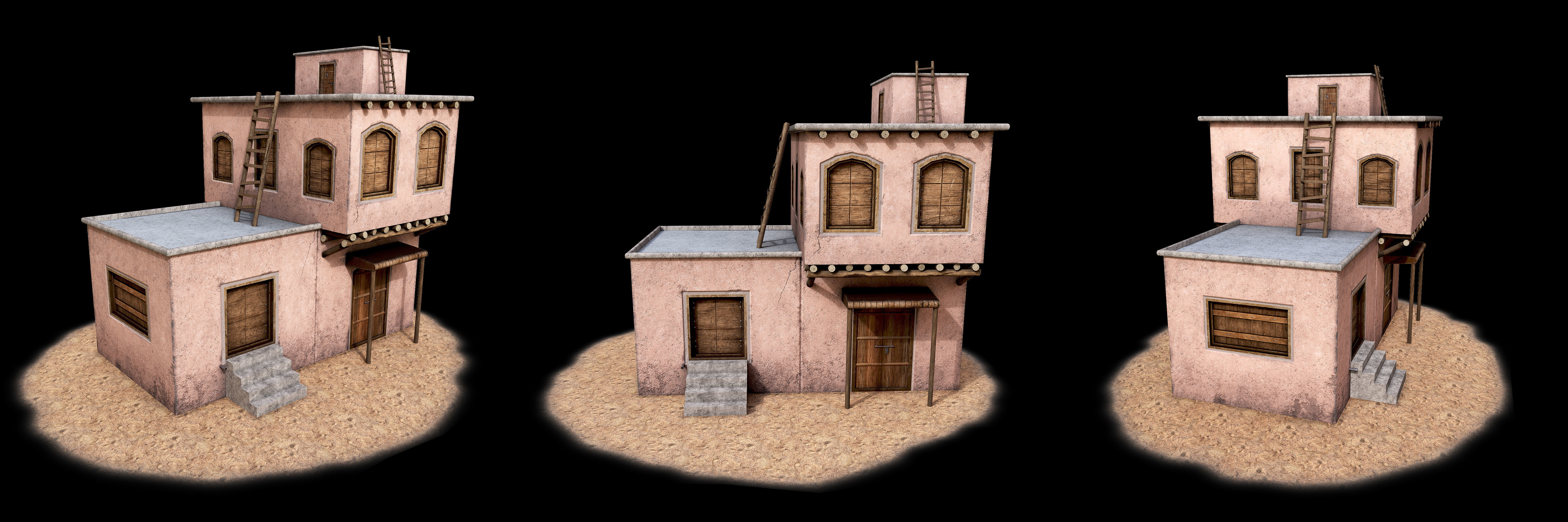 House Game Ready 2 desert Low-poly 3D model_4