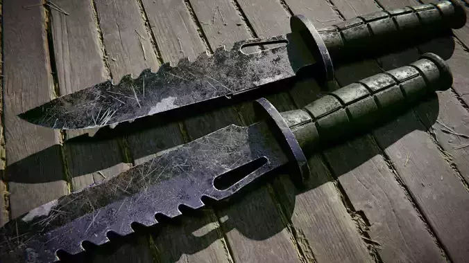 Combat knife low poly PBR textures