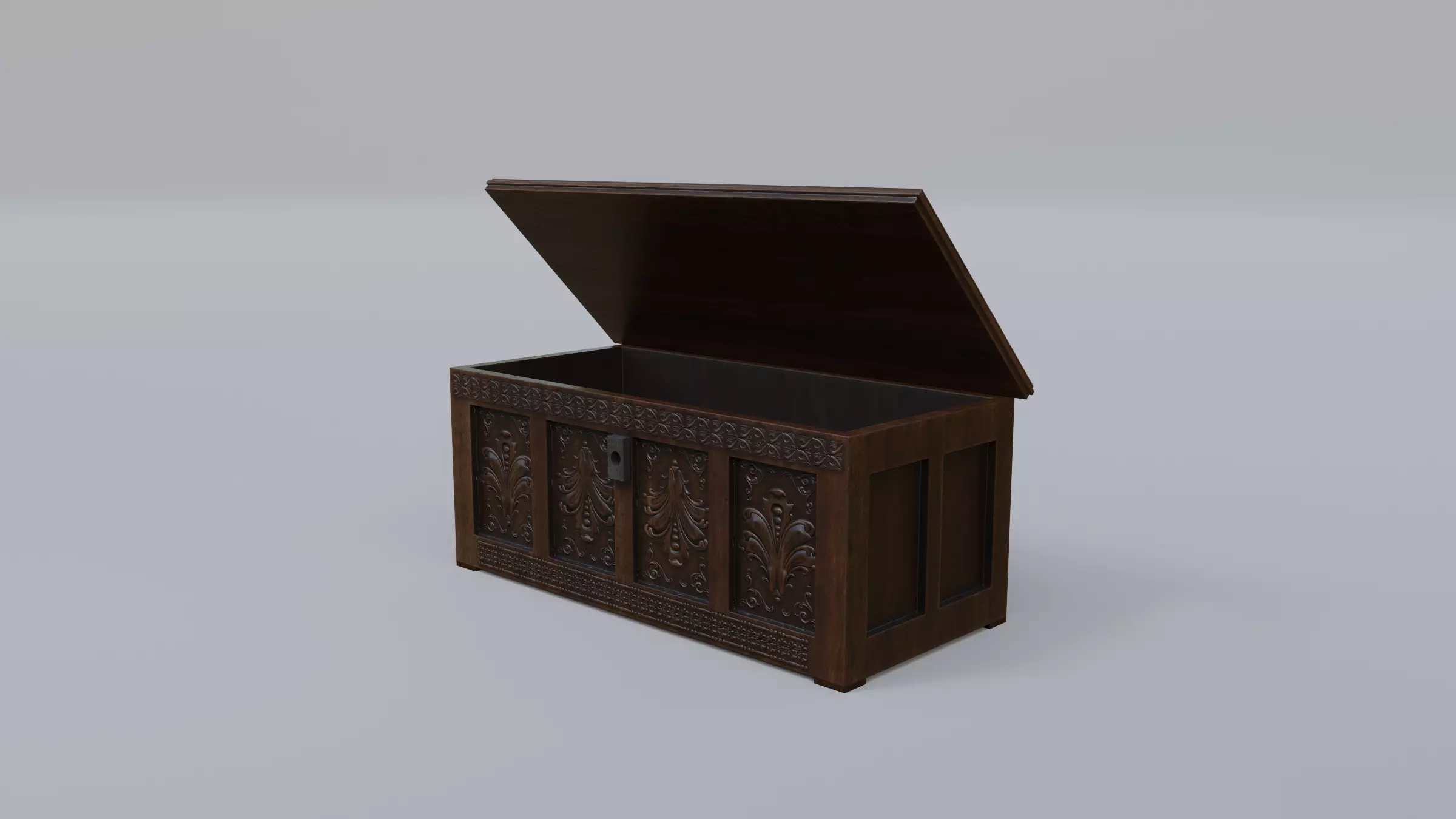Chest old wooden Low-poly 3D model