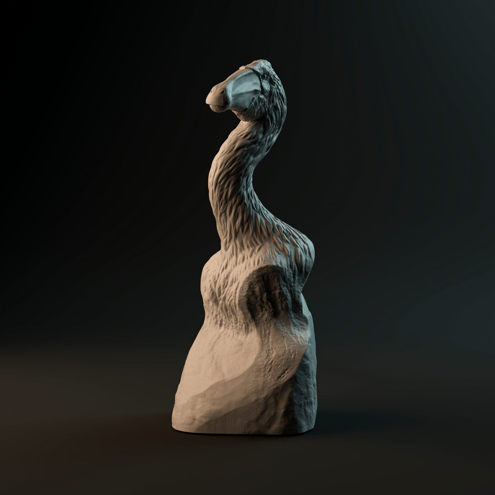 Deinocheirus bust - pre-supported dinosaur head 3D print model_4