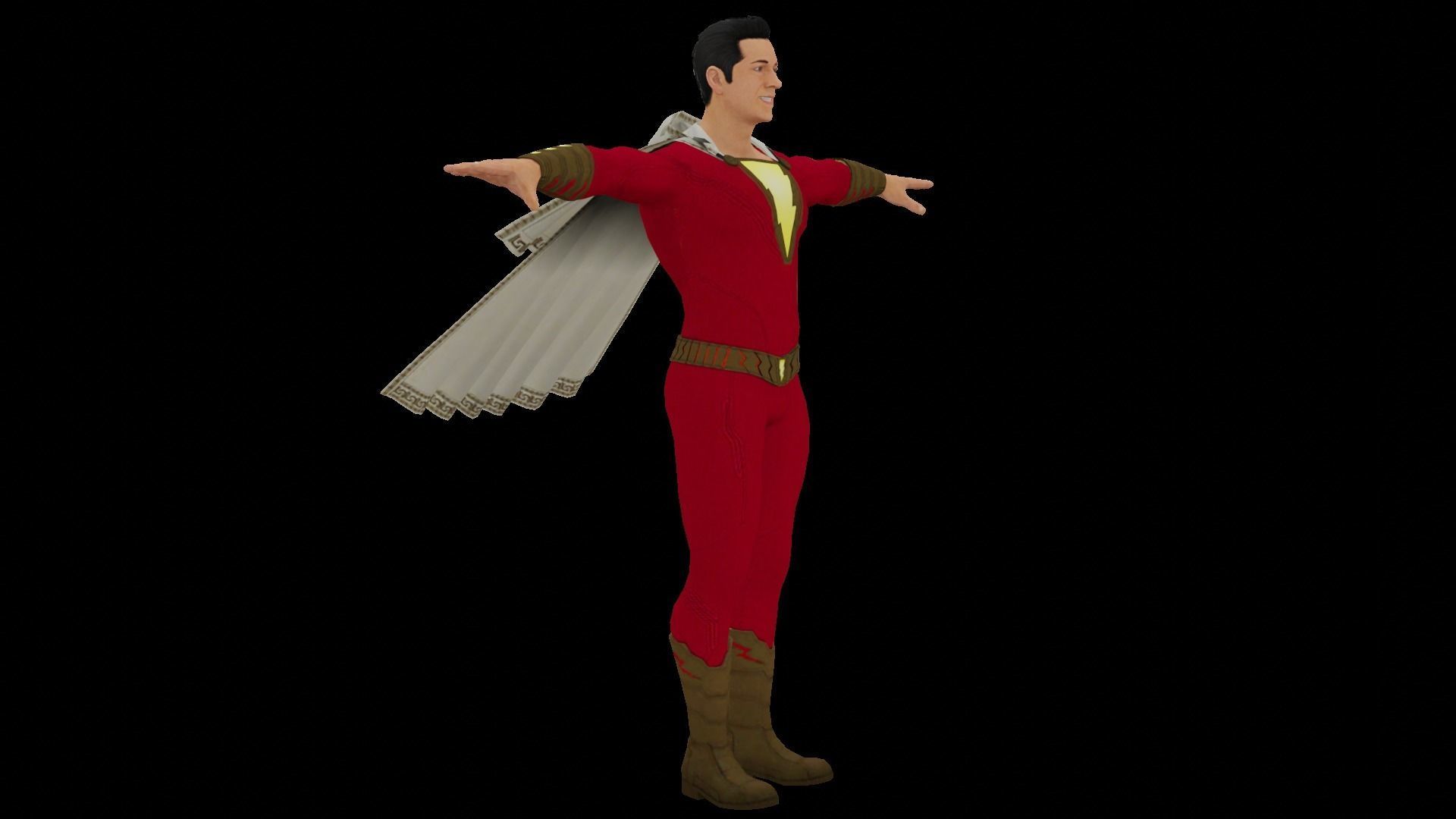 Shazam 3D Model costume with wings 3D model_3