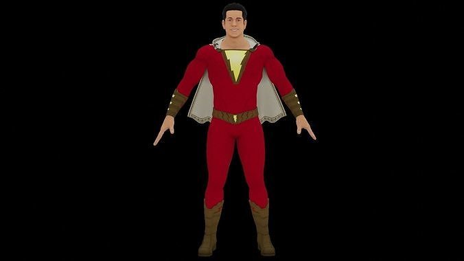 Shazam 3D Model costume with wings 3D model
