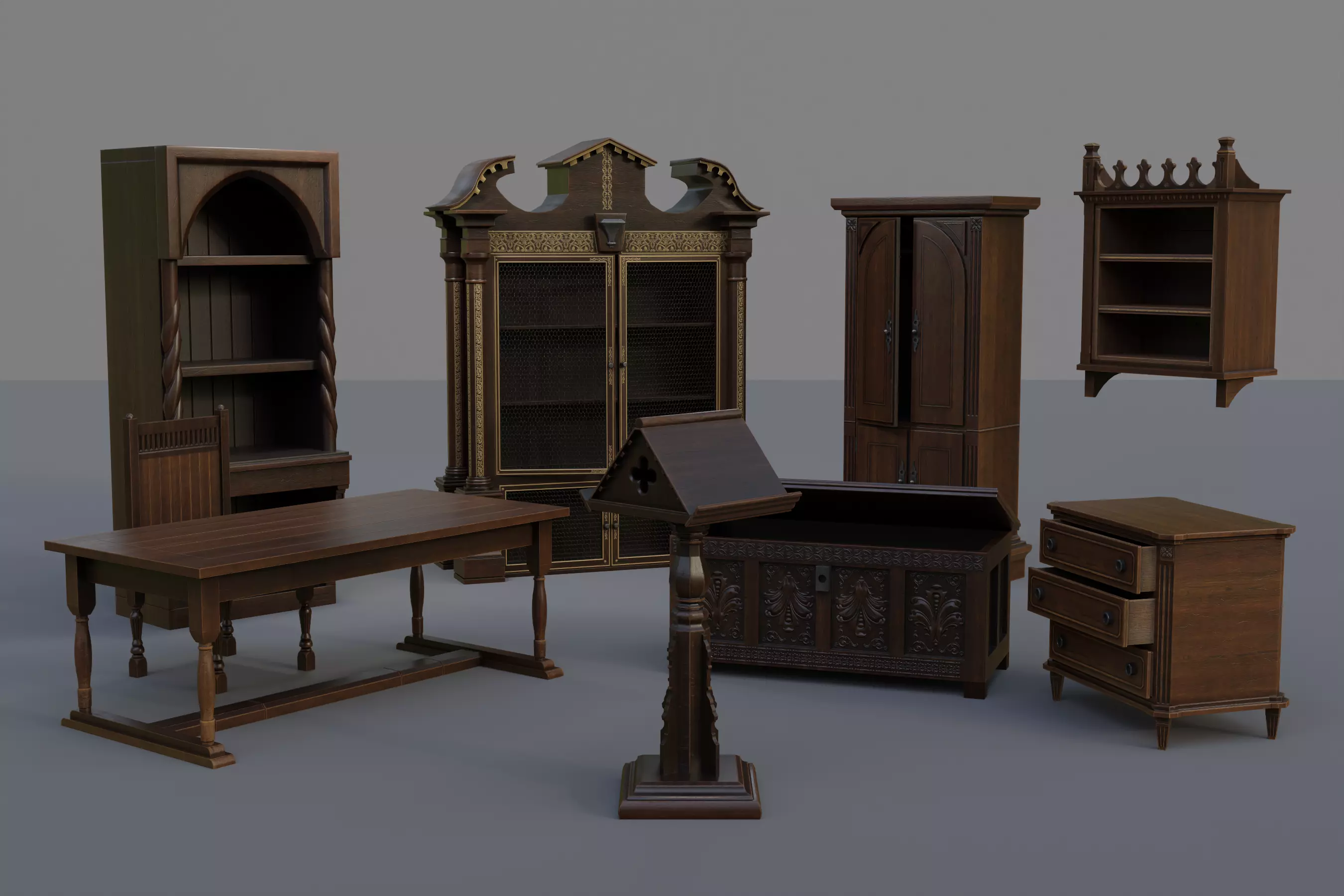 Furniture pack 1 Low-poly 3D model_0