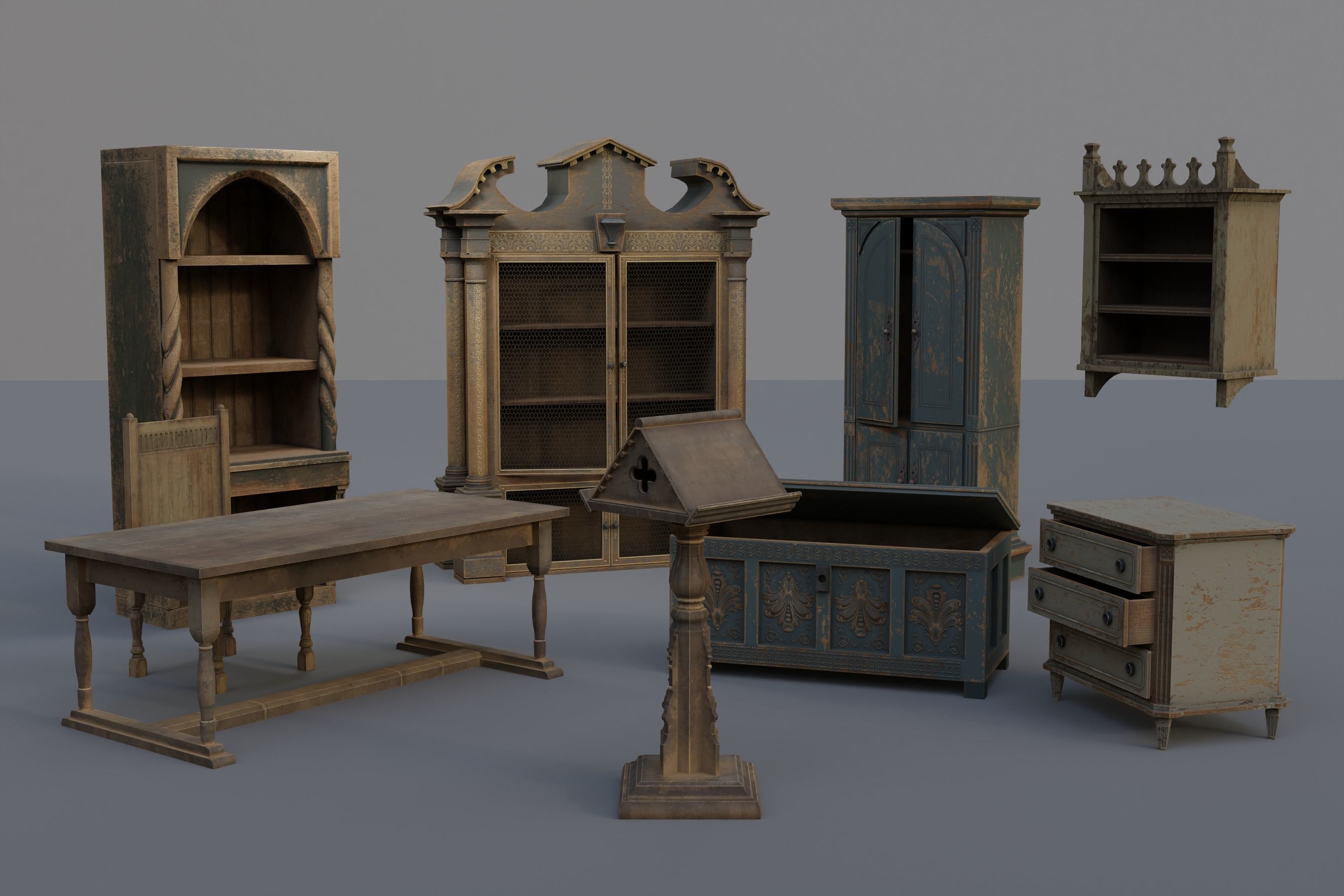 Furniture pack 1 Low-poly 3D model_1