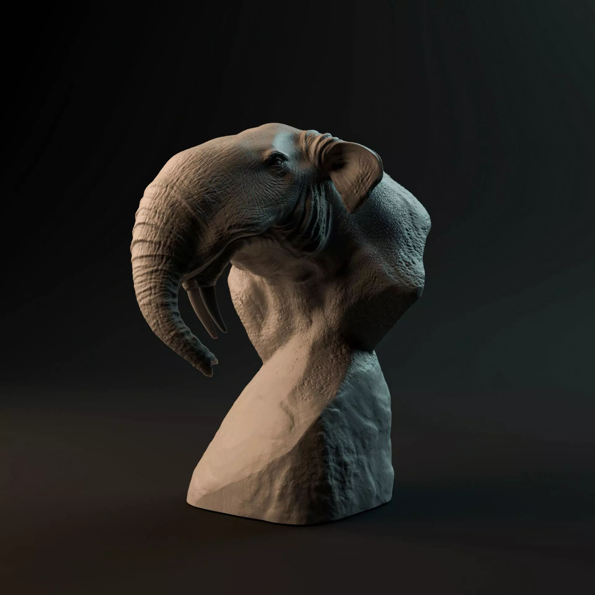 Deinotherium bust - pre-supported prehistoric elephant head 3D print model_0