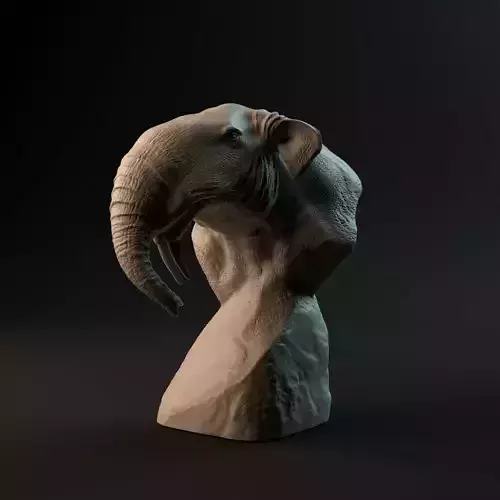 Deinotherium bust - pre-supported prehistoric elephant head 3D print model