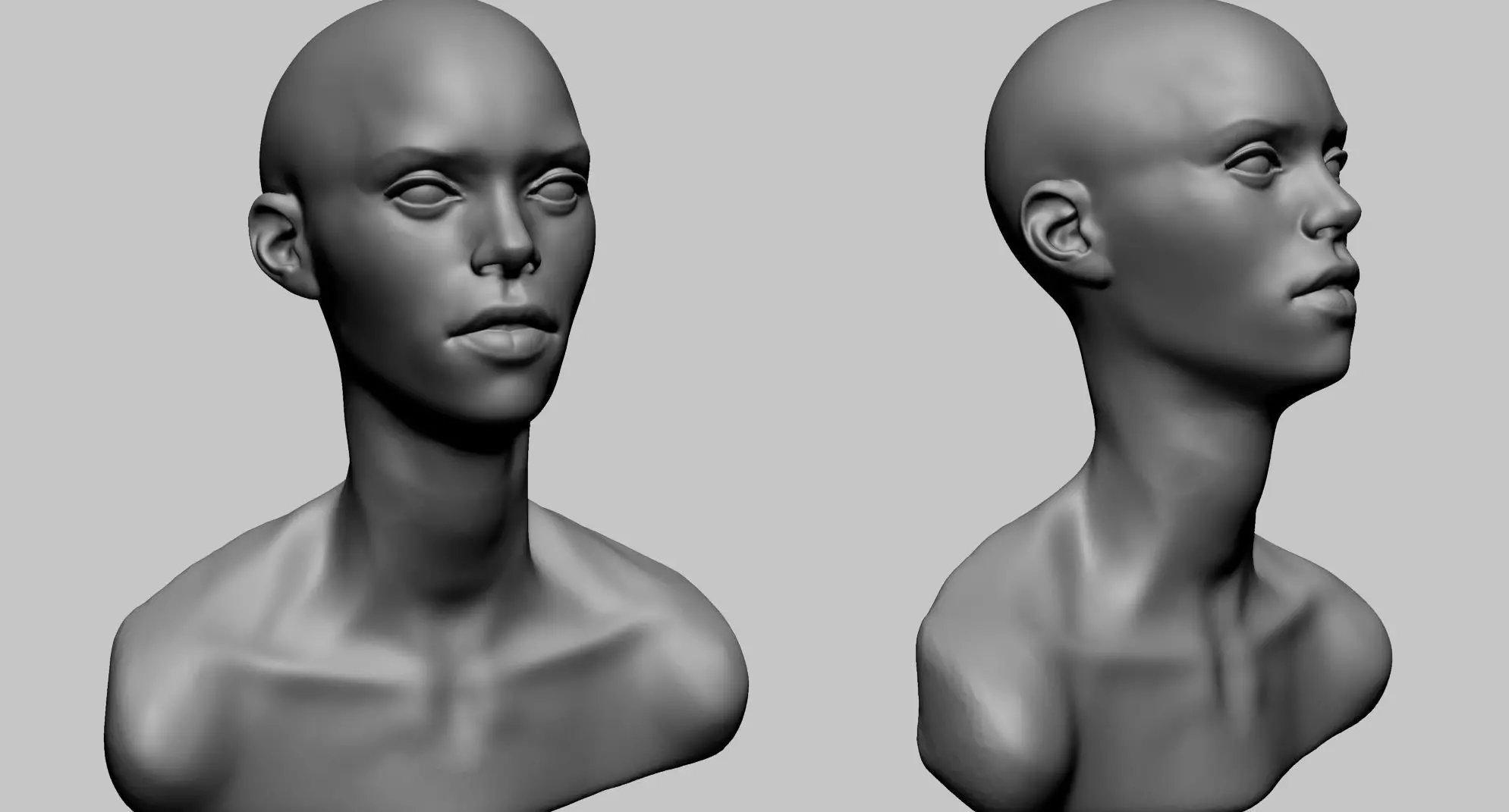 Base Female Head C 3D model_0