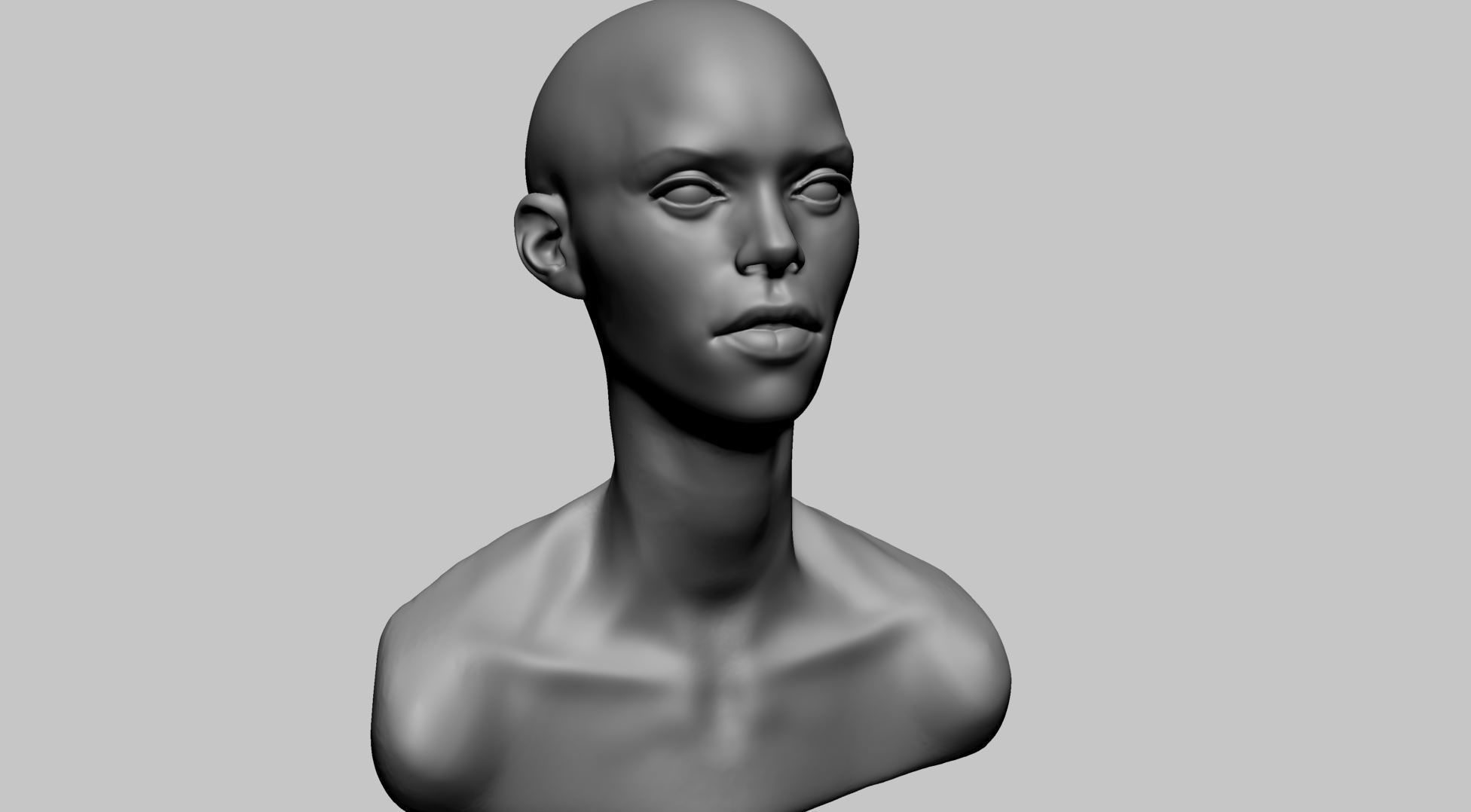 Base Female Head C 3D model_1