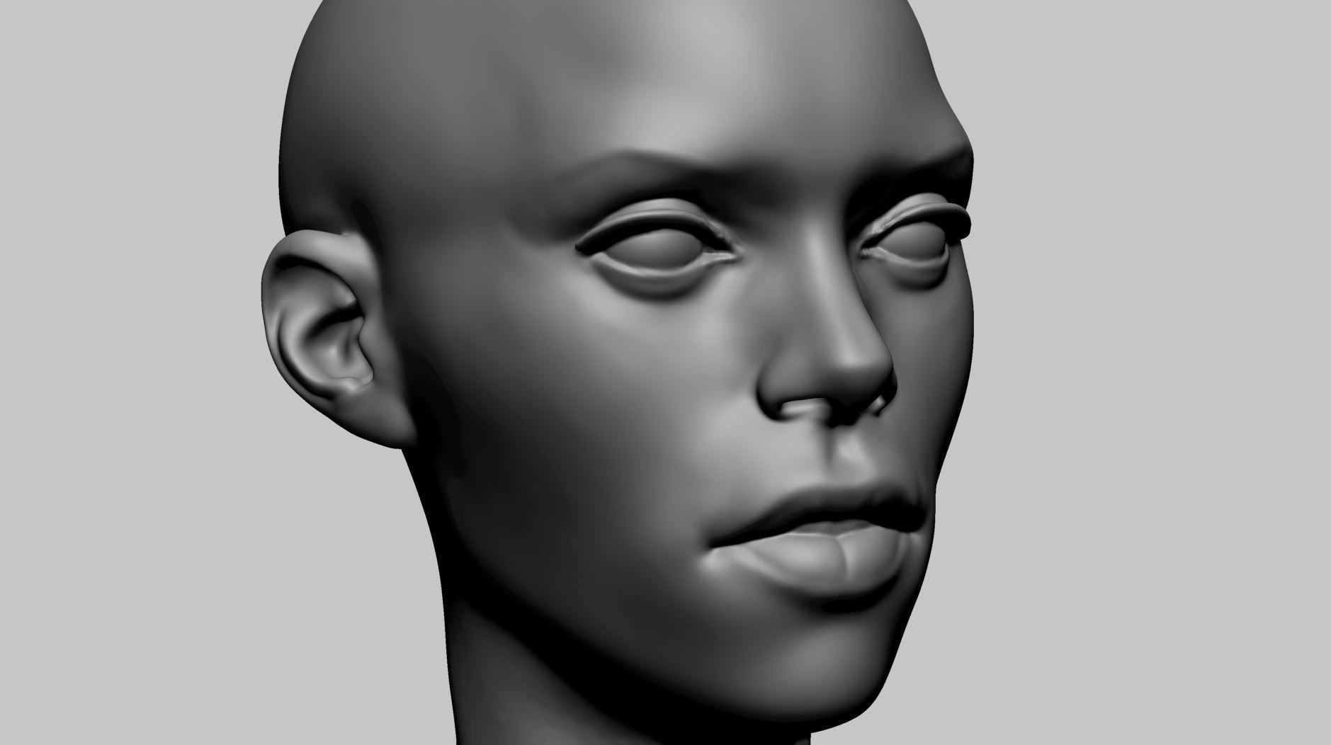 Base Female Head C 3D model_10