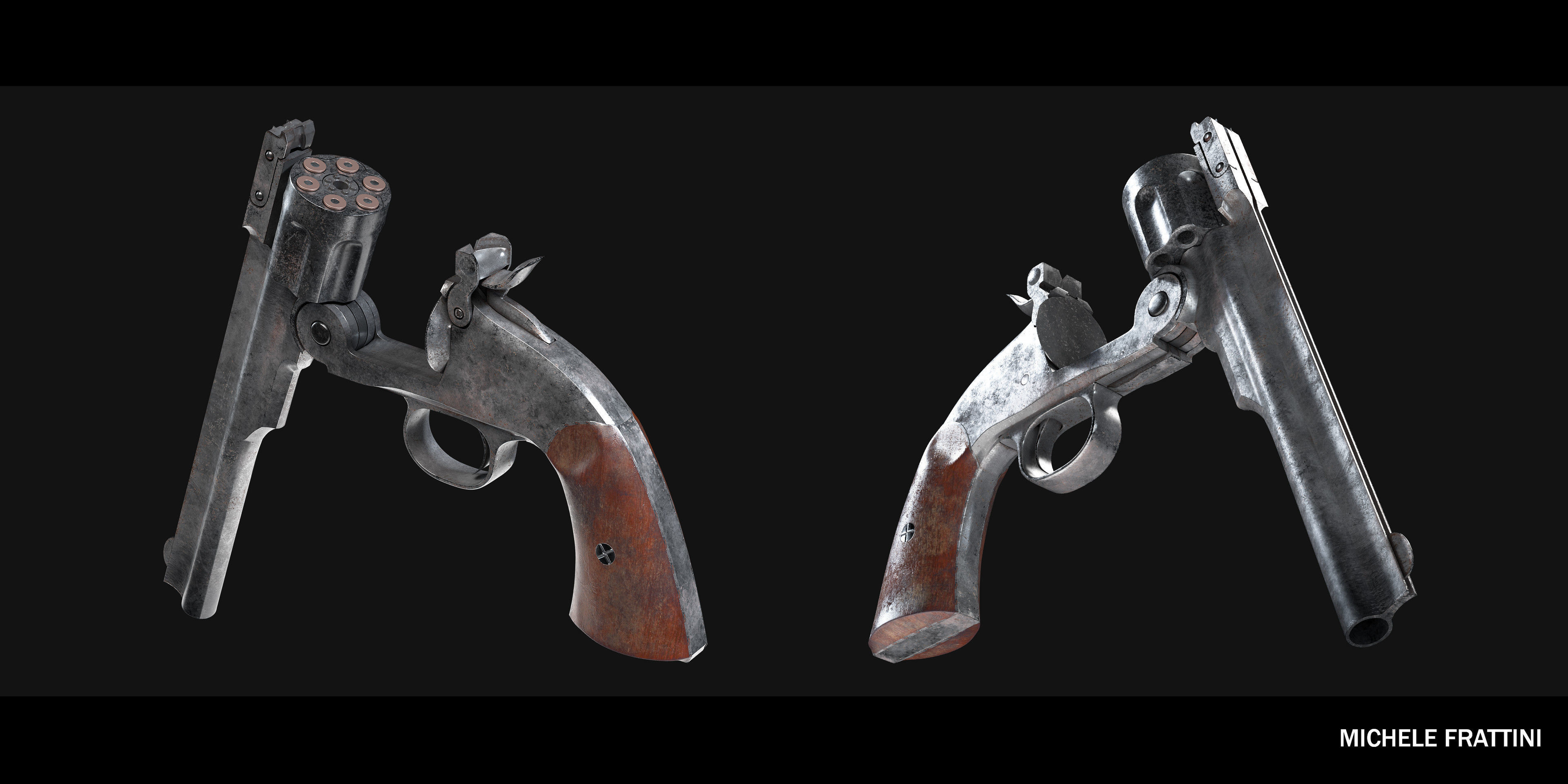 Schofield revolver -  Bullets  - OpenSubdiv-Ready - 4K textures Low-poly 3D model_2
