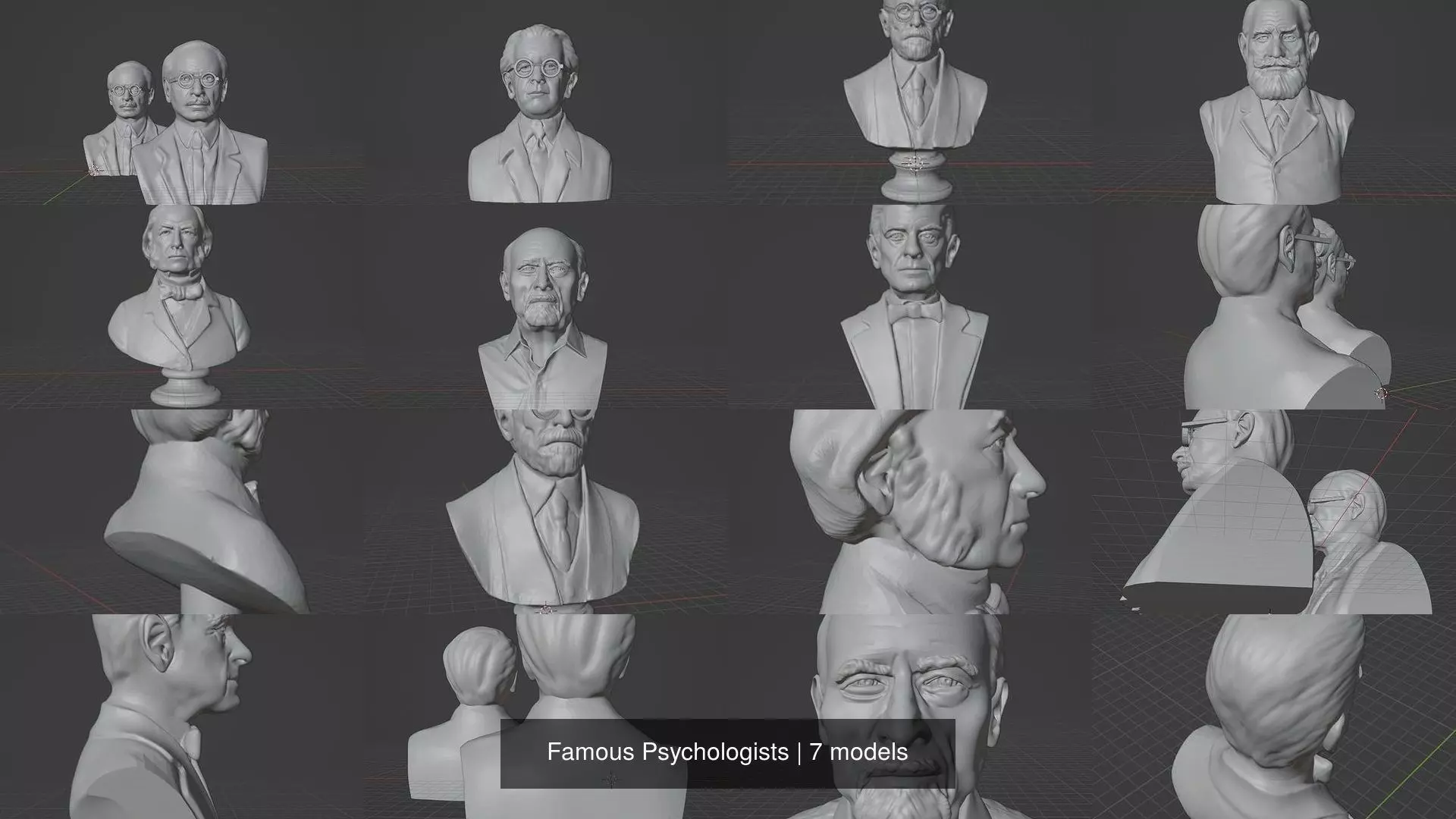 Famous Psychologists 3D Model Collection_0