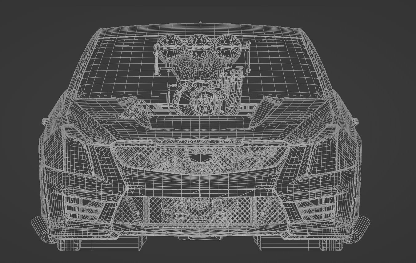 Cadillac ATS-V Drag Racing Car Low-poly 3D model_5
