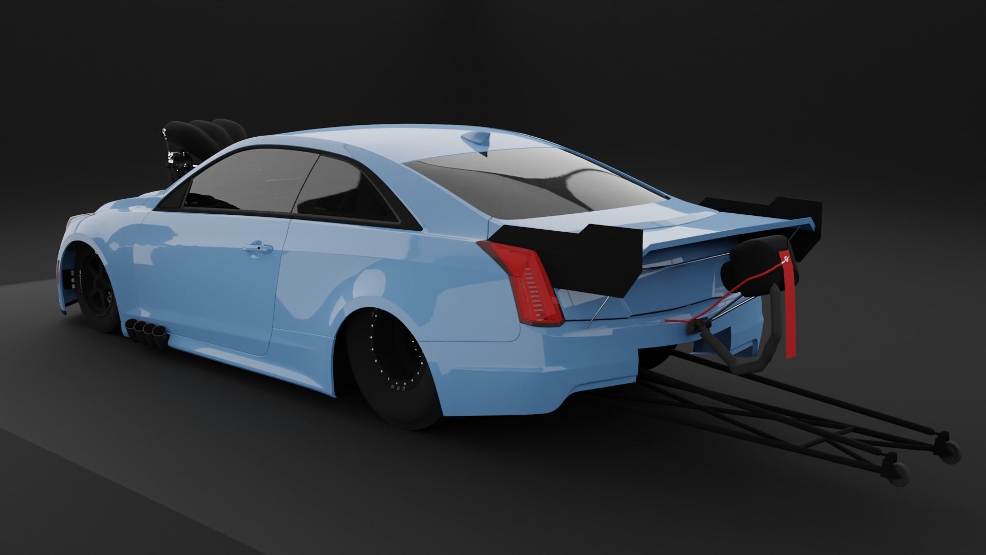 Cadillac ATS-V Drag Racing Car Low-poly 3D model_1