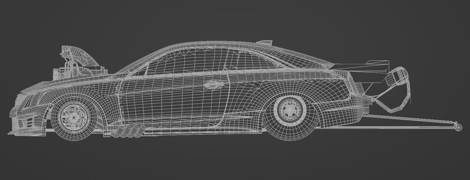 Cadillac ATS-V Drag Racing Car Low-poly 3D model_3