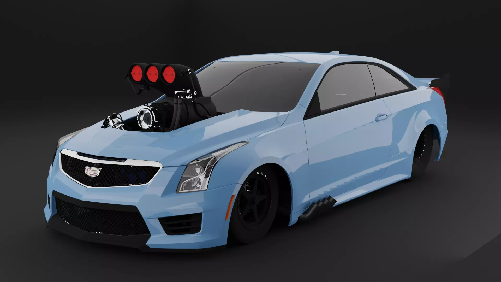 Cadillac ATS-V Drag Racing Car Low-poly 3D model_0