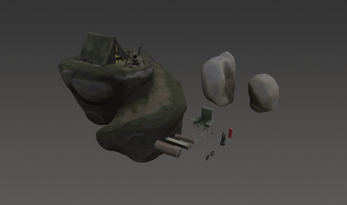 Blender 3 UE5 Stylized Camping Trip Gone Wrong Environment 3D model_2