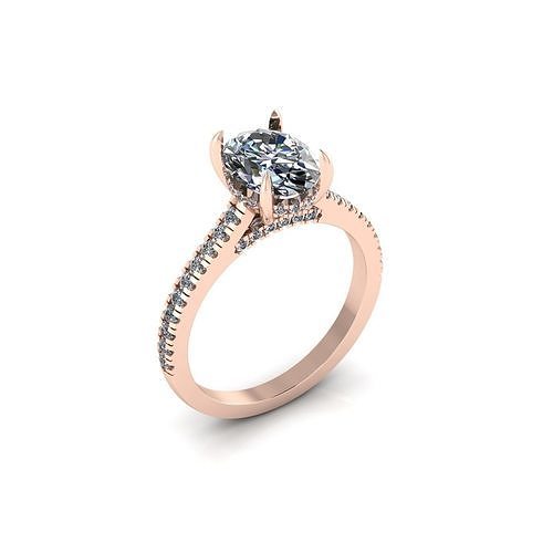 Solitaire Engagement Ring with 9x7mm oval stone  3D print model