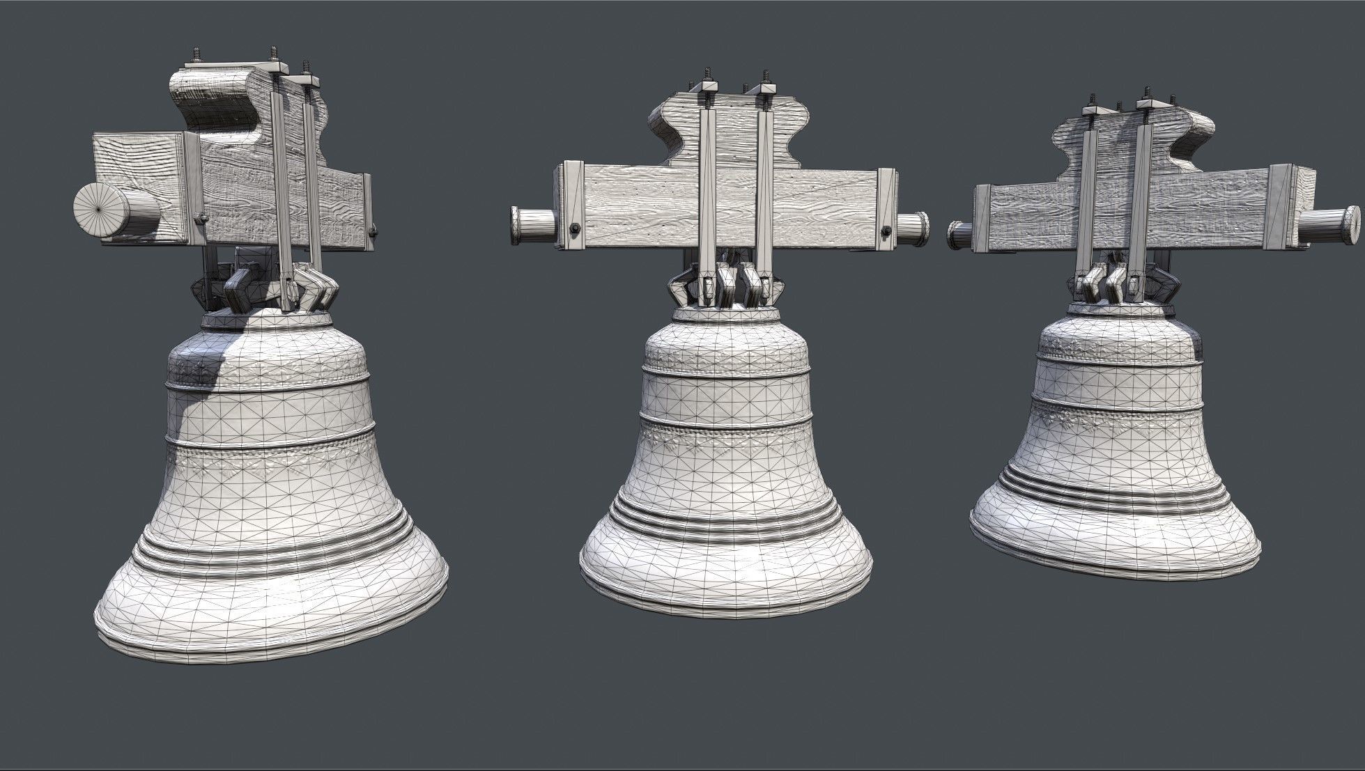 Church Bell Low-poly 3D model_7