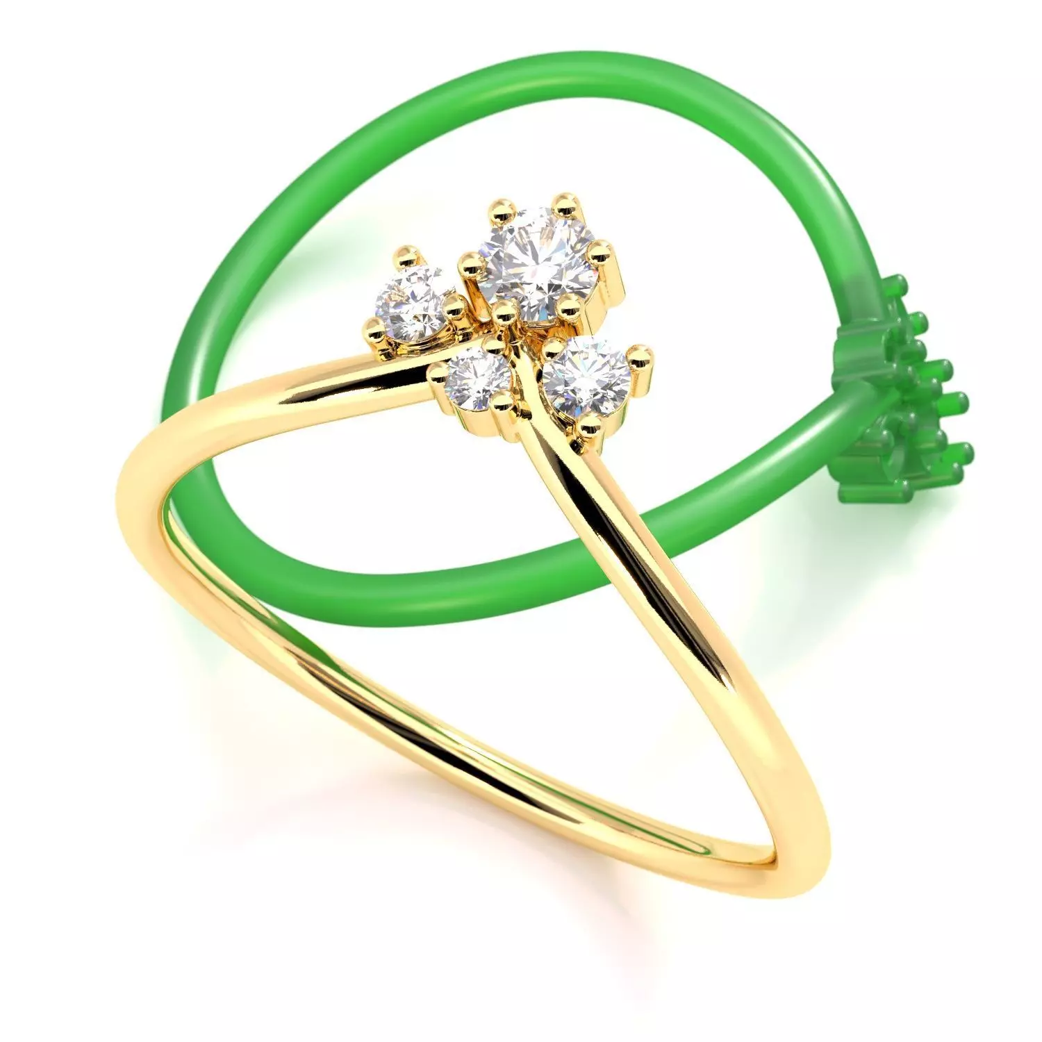 Chevron Curved Diamond Ring 3D print model