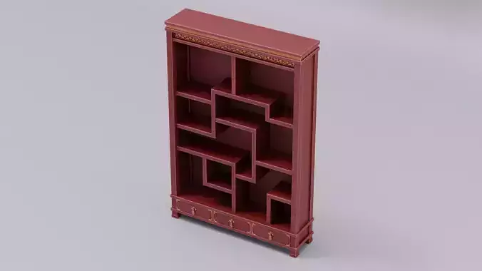 Chinese Trade Furniture Kit - 01 BookCase A Low-poly 3D model