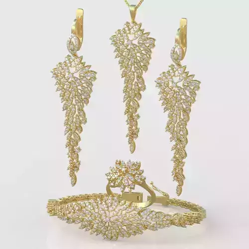 Ring Bracelet Earring and Pendant Set 3D printable model 0028 3D Model Collection