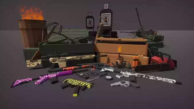Low Poly FPS Weapons Pack 3D Shooter Asset Low-poly 3D model