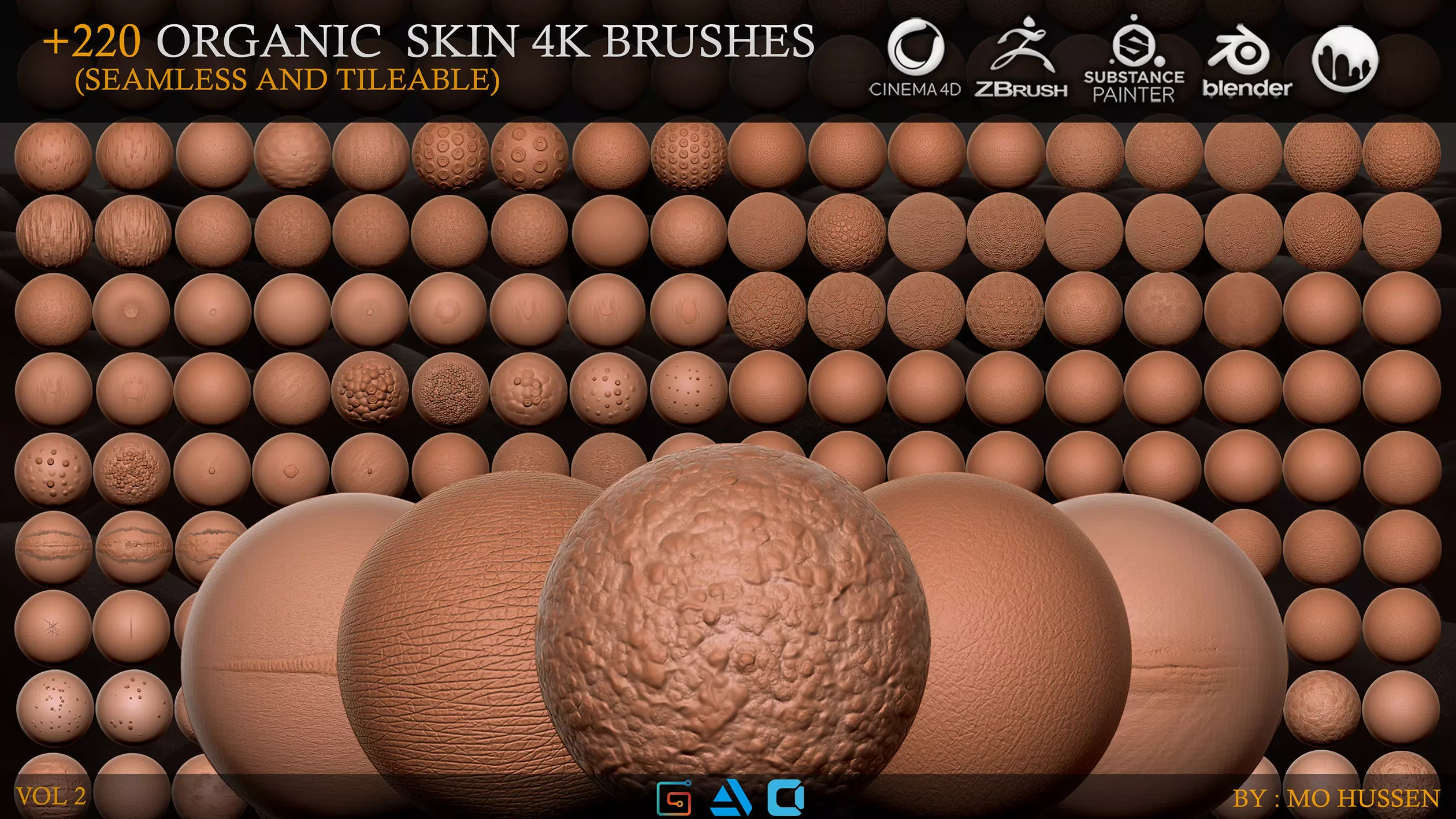 4K Brushes Skin Seamless and Tileable Texture
