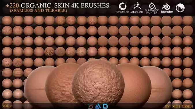 4K Brushes Skin Seamless and Tileable Texture
