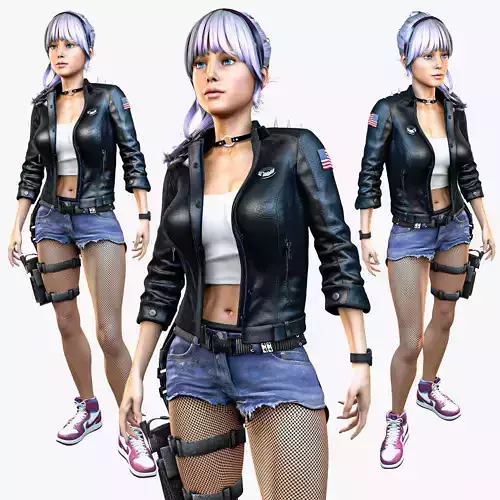  Cyberpunk Girl Sci-fi Female Character Eve Low-poly 3D model