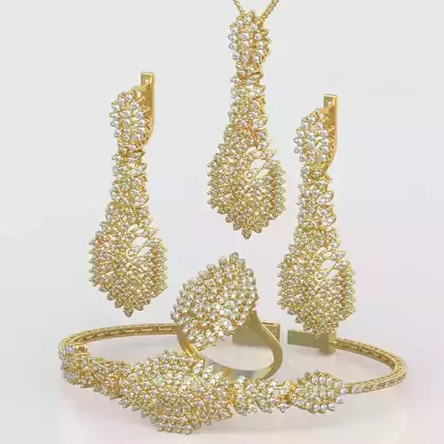 Ring Bracelet Earring and Pendant Set 3D printable model 0029 3D Model Collection