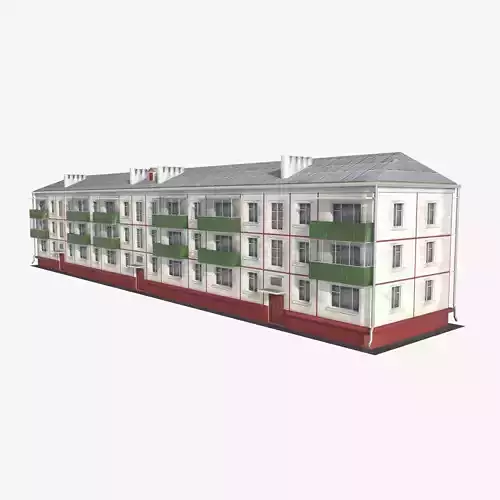 residential building with tiles on the facade Low-poly 3D model