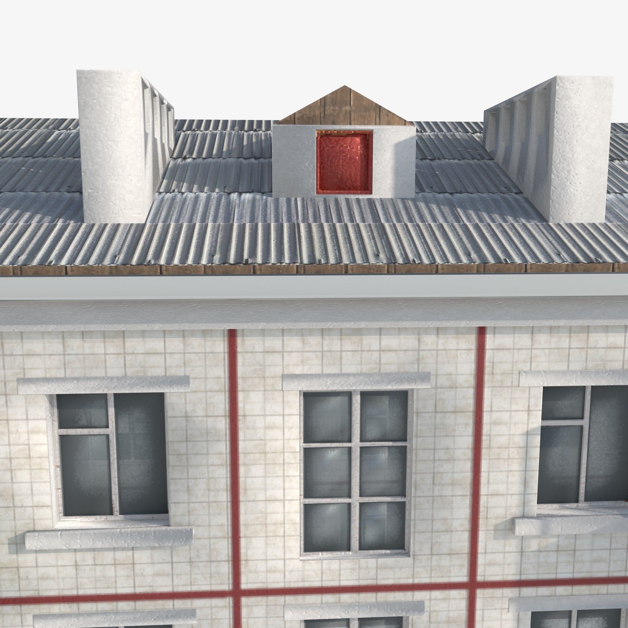 residential building with tiles on the facade Low-poly 3D model_6