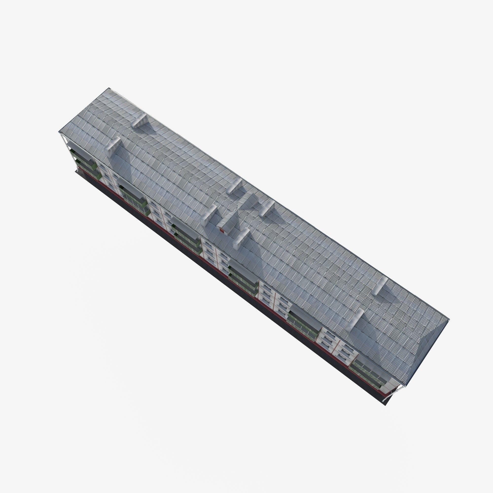 residential building with tiles on the facade Low-poly 3D model_4